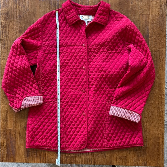 Talbots vintage lightweight button snap, quilted red jacket, barn style size XL - Picture 3 of 10
